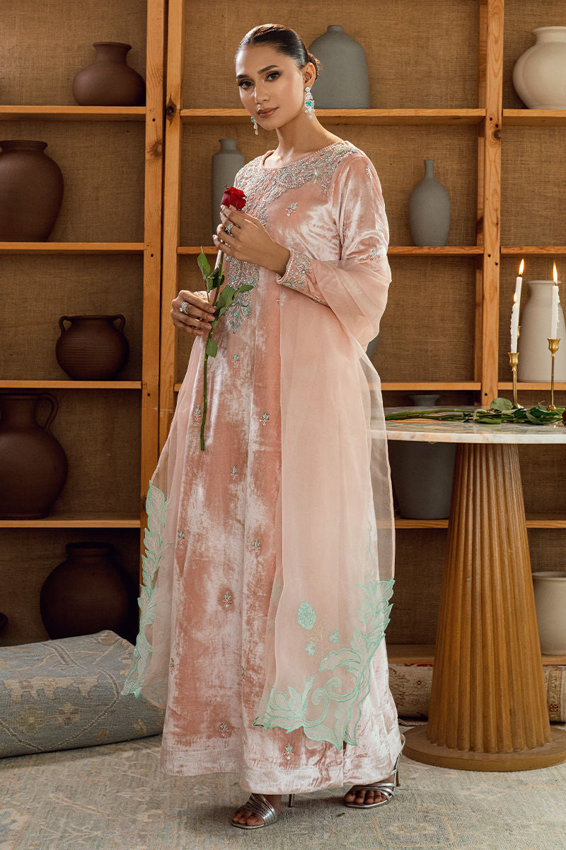 Fatima Khan | Warm Whisper Velvet 25 | Rose Whisper - by Libasekhas UK - Registered Vendor of : Fatima Khan - 100% Original Designer Dress