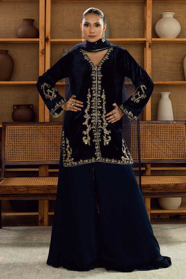 Fatima Khan | Warm Whisper Velvet 25 | Sapphire Legacy - by Libasekhas UK - Registered Vendor of : Fatima Khan - 100% Original Designer Dress