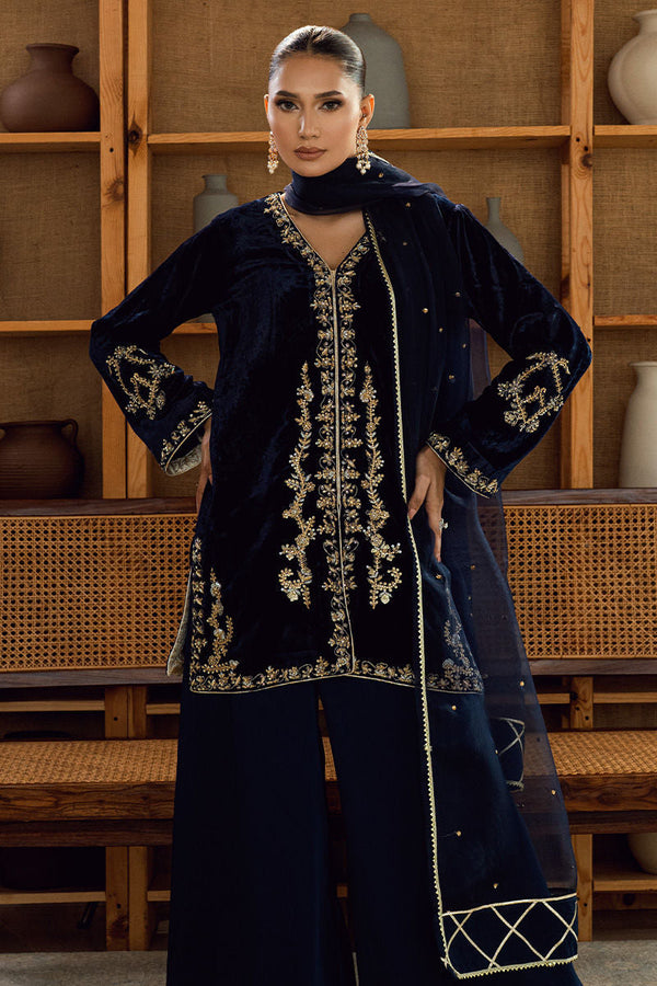 Fatima Khan | Warm Whisper Velvet 25 | Sapphire Legacy - by Libasekhas UK - Registered Vendor of : Fatima Khan - 100% Original Designer Dress