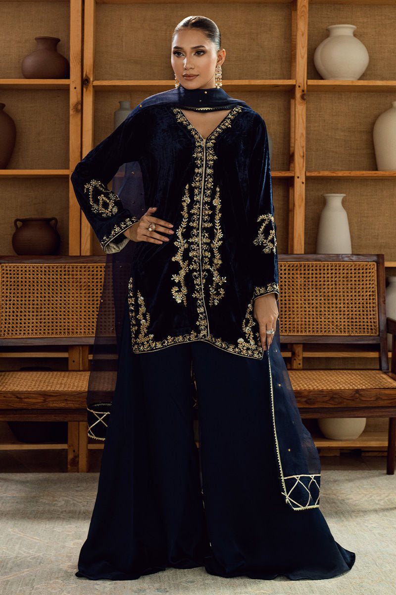 Fatima Khan | Warm Whisper Velvet 25 | Sapphire Legacy - by Libasekhas UK - Registered Vendor of : Fatima Khan - 100% Original Designer Dress