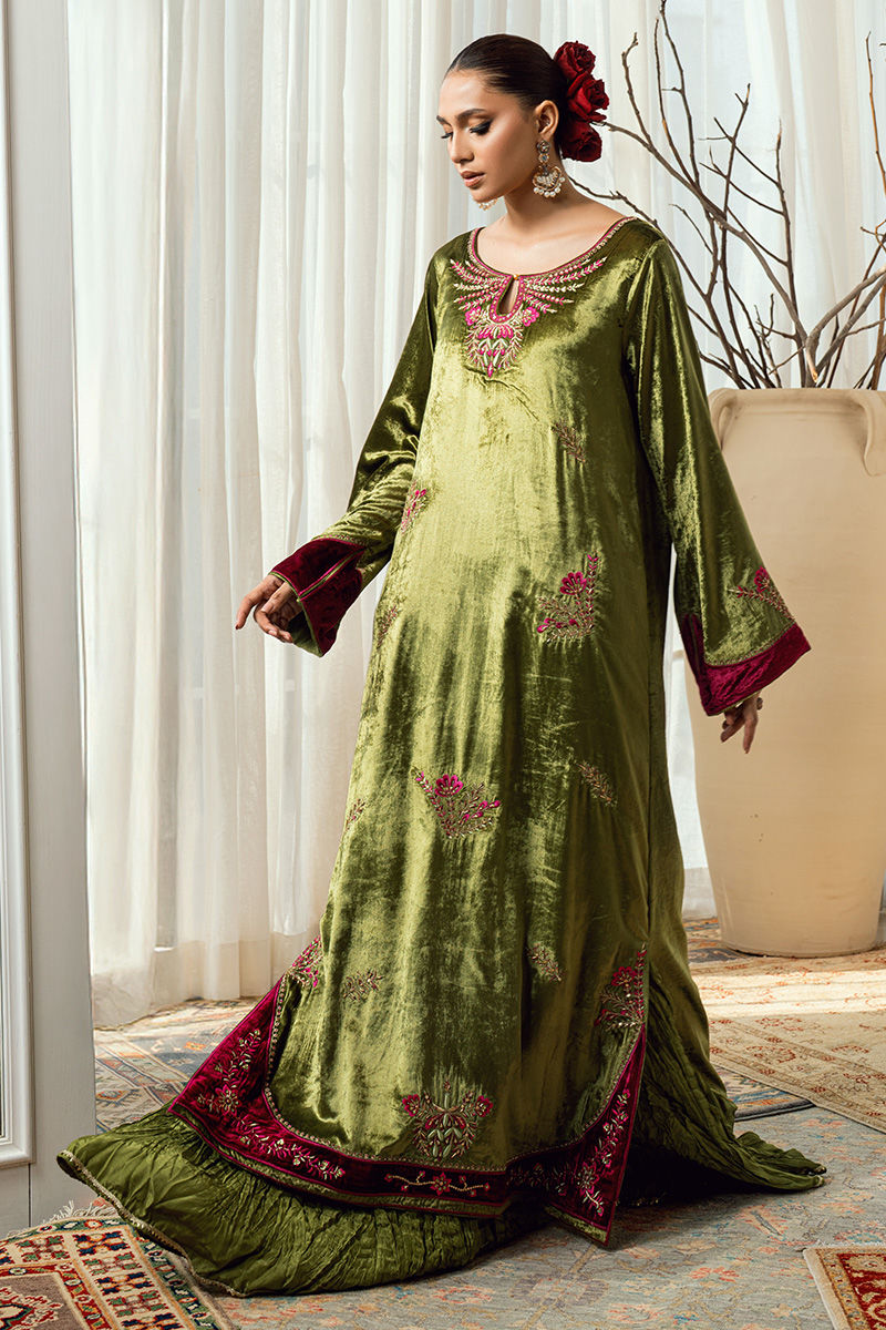 Fatima Khan | Warm Whisper Velvet 25 | Jade Whisper - by Libasekhas UK - Registered Vendor of : Fatima Khan - 100% Original Designer Dress