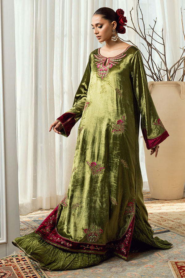 Fatima Khan | Warm Whisper Velvet 25 | Jade Whisper - by Libasekhas UK - Registered Vendor of : Fatima Khan - 100% Original Designer Dress