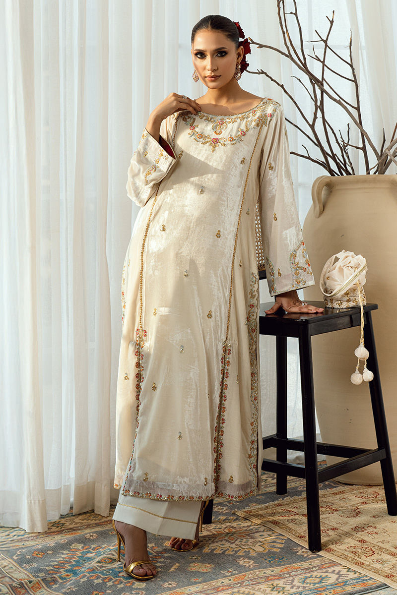 Fatima Khan | Warm Whisper Velvet 25 | Golden Grace - by Libasekhas UK - Registered Vendor of : Fatima Khan - 100% Original Designer Dress