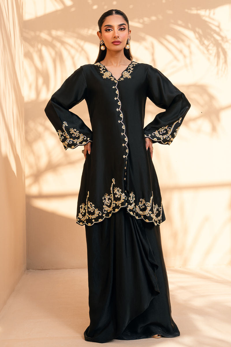 Fatima Khan | Flore Eid Luxe 26 | Noir Petale - by Libasekhas UK - Registered Vendor of : Fatima Khan - 100% Original Designer Dress