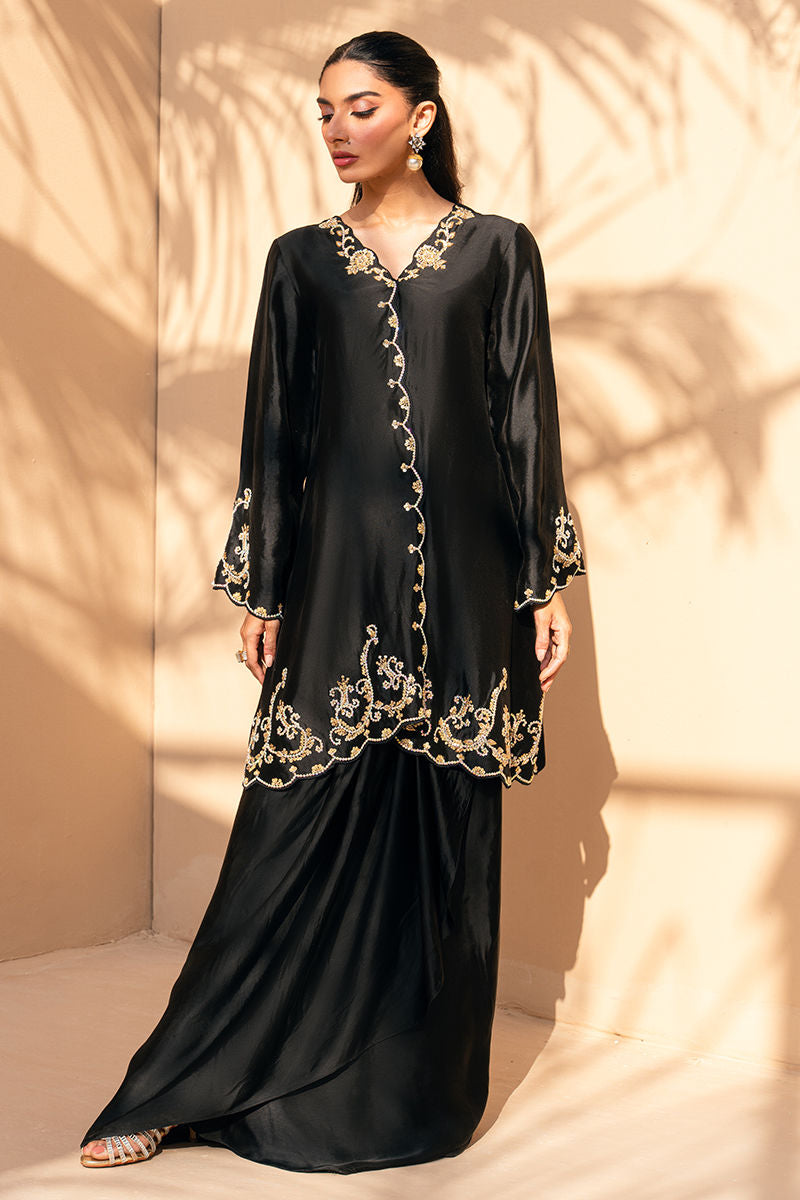 Fatima Khan | Flore Eid Luxe 26 | Noir Petale - by Libasekhas UK - Registered Vendor of : Fatima Khan - 100% Original Designer Dress