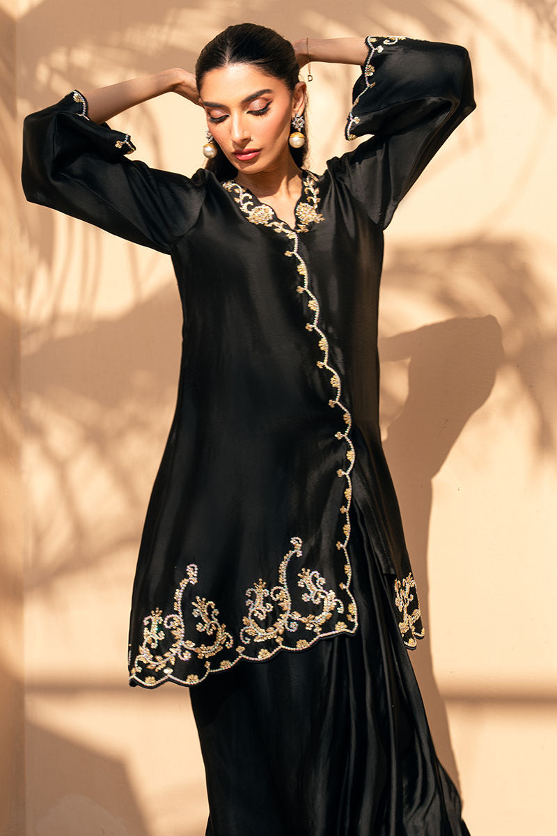 Fatima Khan | Flore Eid Luxe 26 | Noir Petale - by Libasekhas UK - Registered Vendor of : Fatima Khan - 100% Original Designer Dress