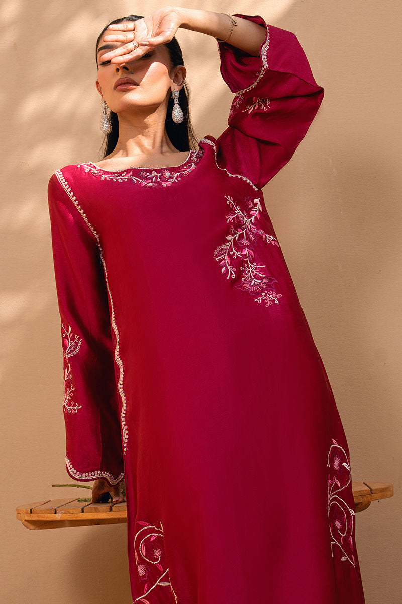 Fatima Khan | Flore Eid Luxe 26 | Crimson Blossom - by Libasekhas UK - Registered Vendor of : Fatima Khan - 100% Original Designer Dress