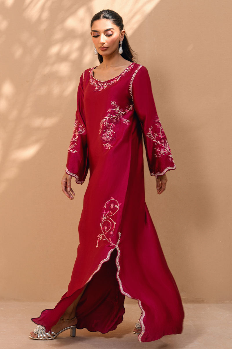 Fatima Khan | Flore Eid Luxe 26 | Crimson Blossom - by Libasekhas UK - Registered Vendor of : Fatima Khan - 100% Original Designer Dress