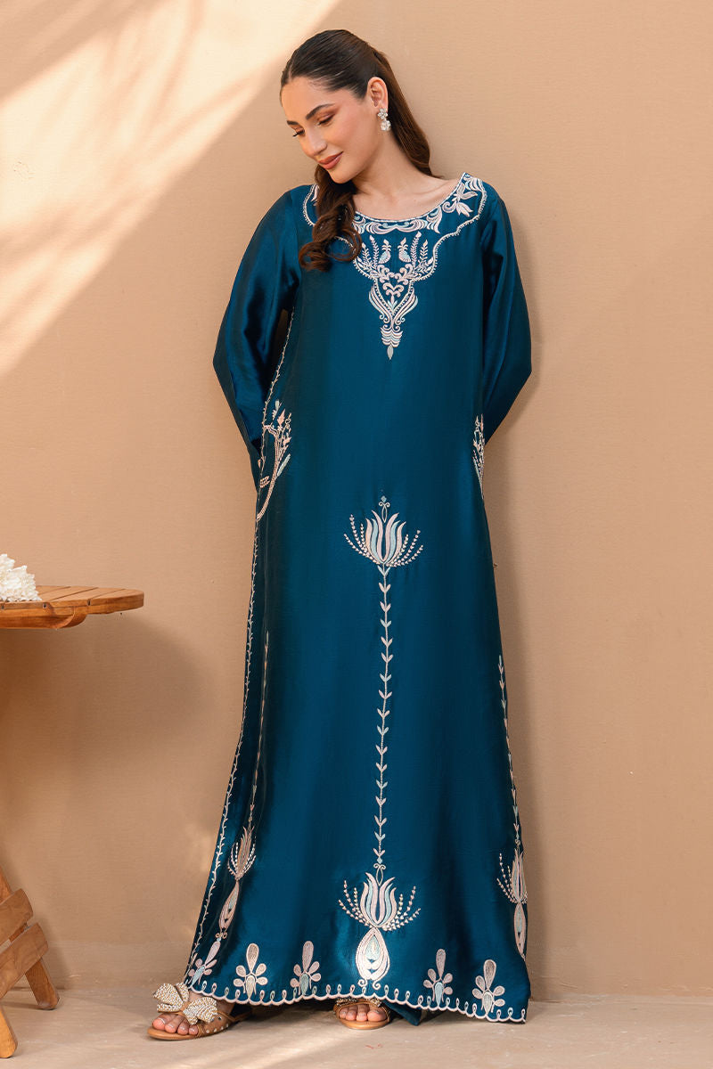 Fatima Khan | Flore Eid Luxe 26 | Deep Teal Bloom - by Libasekhas UK - Registered Vendor of : Fatima Khan - 100% Original Designer Dress