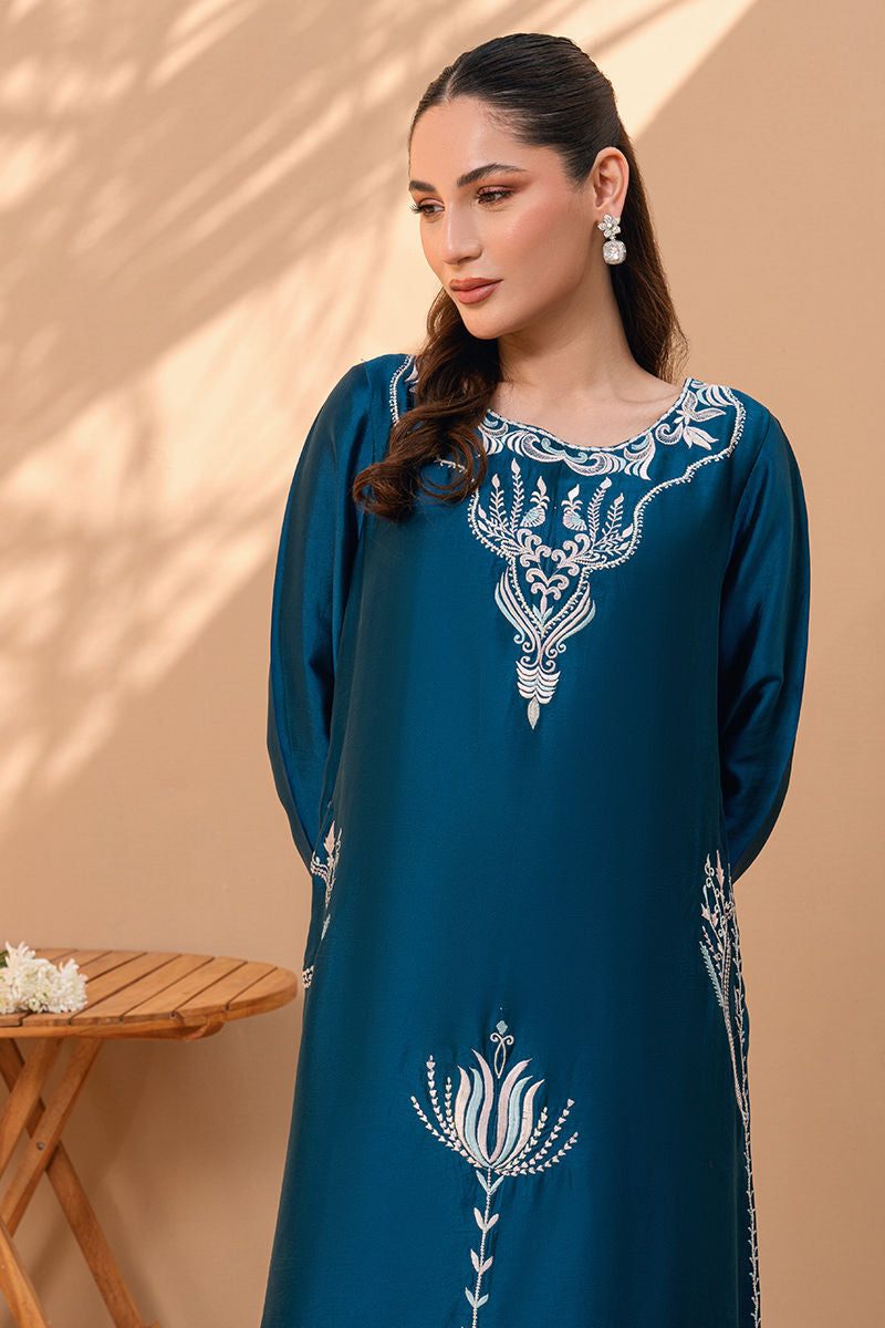 Fatima Khan | Flore Eid Luxe 26 | Deep Teal Bloom - by Libasekhas UK - Registered Vendor of : Fatima Khan - 100% Original Designer Dress
