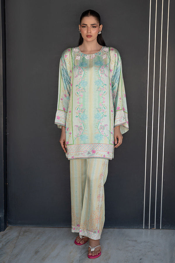 Fatima Khan | Layan Printed Eid Edit | Breezy Mint - Coord Set - by Libasekhas UK - Registered Vendor of : Fatima Khan - 100% Original Designer Dress