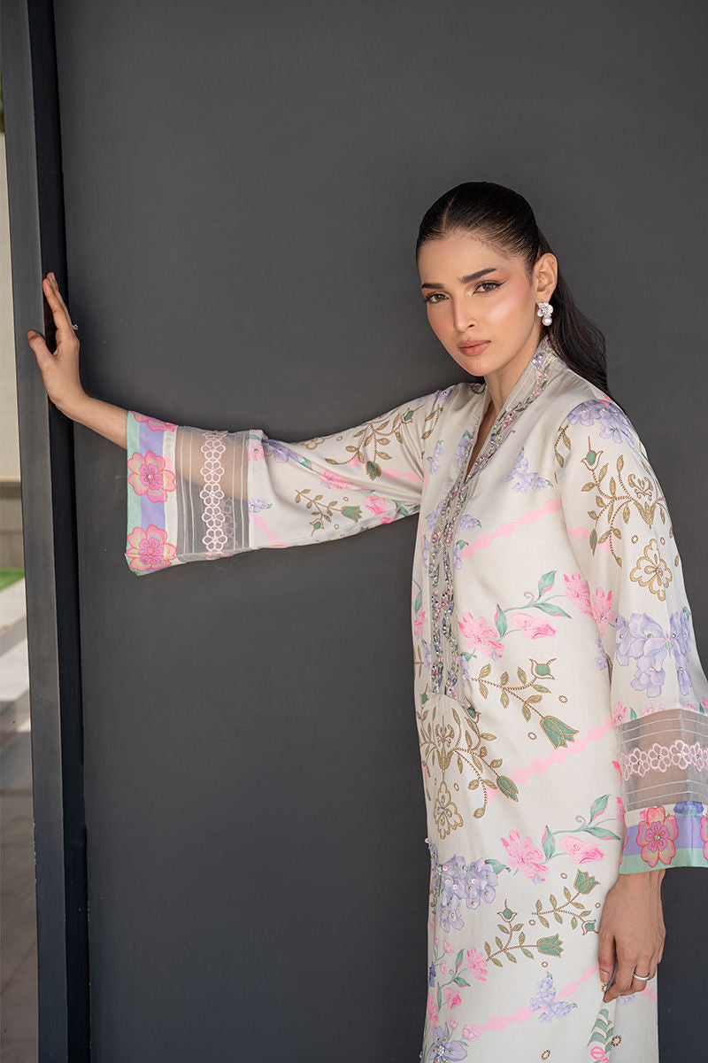 Fatima Khan | Layan Printed Eid Edit | Dove Dew - by Libasekhas UK - Registered Vendor of : Fatima Khan - 100% Original Designer Dress