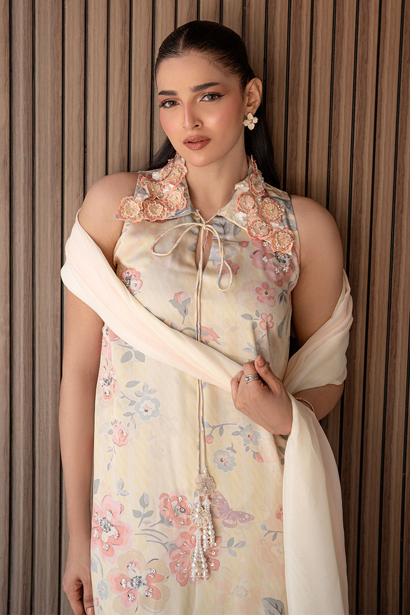 Fatima Khan | Layan Printed Eid Edit | Butter Yellow Grace - by Libasekhas UK - Registered Vendor of : Fatima Khan - 100% Original Designer Dress