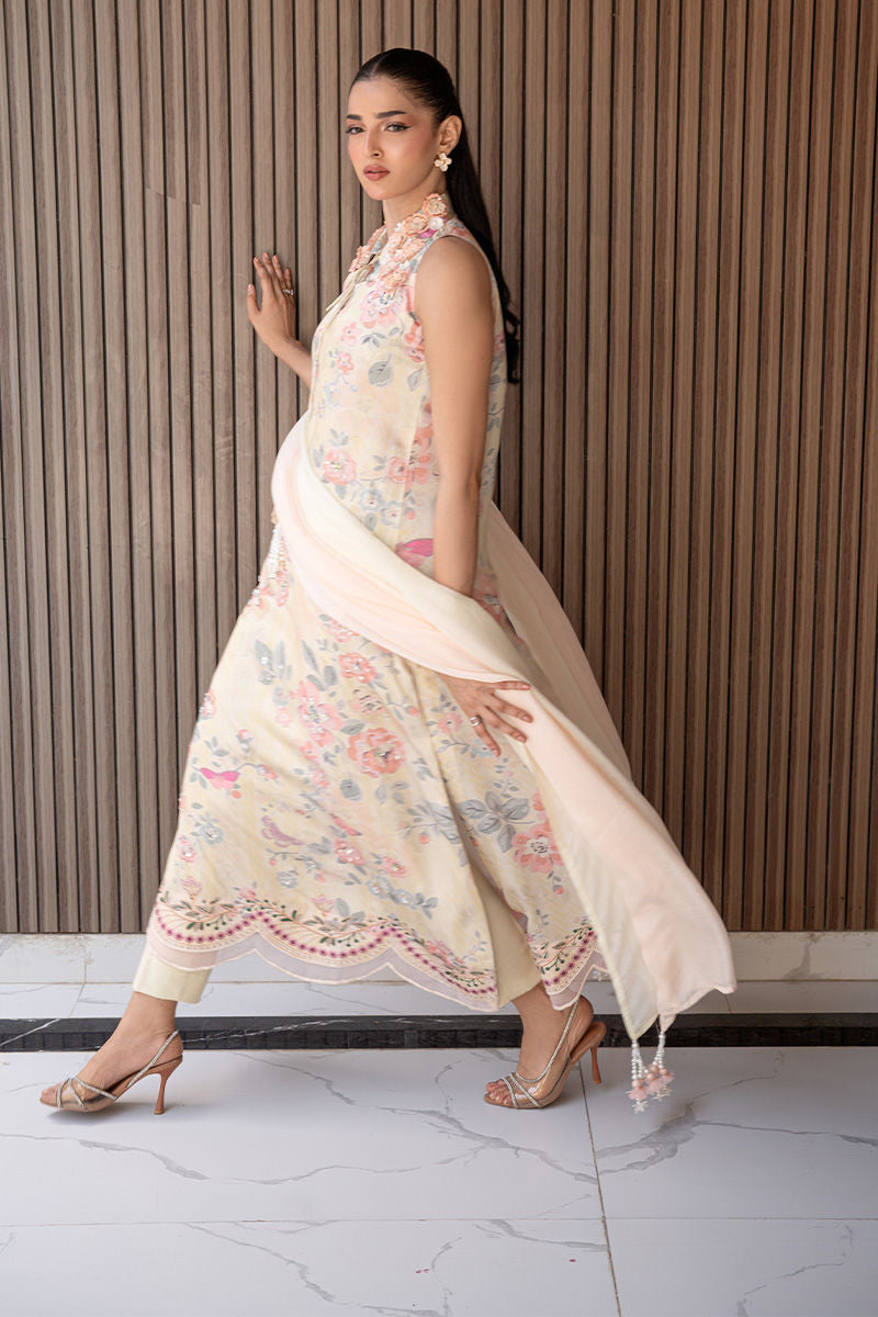 Fatima Khan | Layan Printed Eid Edit | Butter Yellow Grace - by Libasekhas UK - Registered Vendor of : Fatima Khan - 100% Original Designer Dress