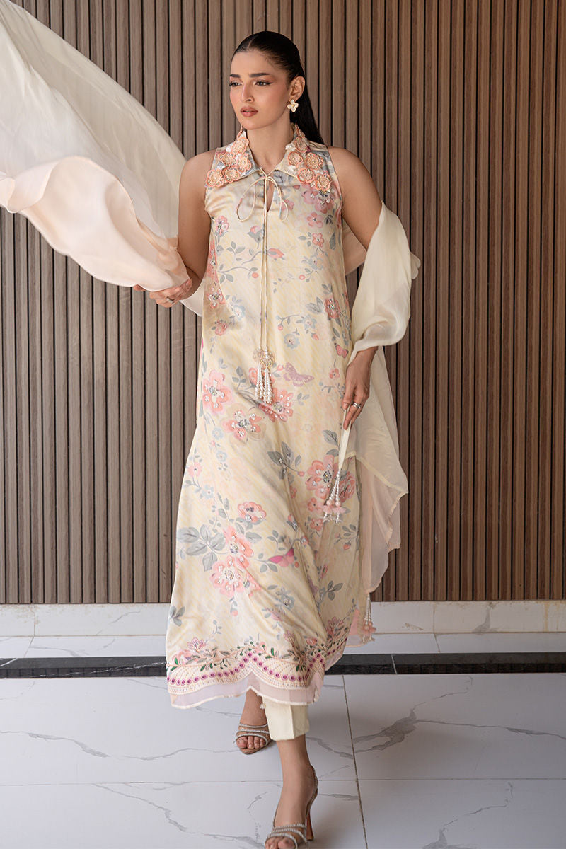 Fatima Khan | Layan Printed Eid Edit | Butter Yellow Grace - by Libasekhas UK - Registered Vendor of : Fatima Khan - 100% Original Designer Dress
