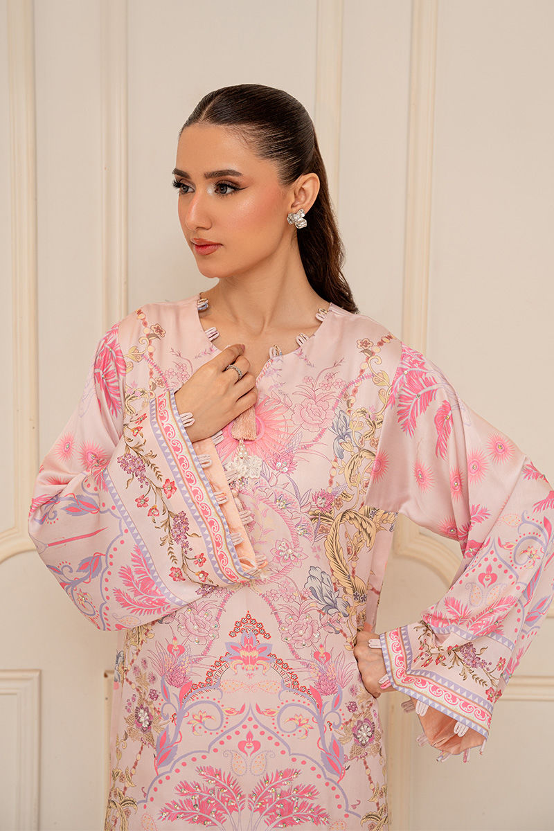 Fatima Khan | Layan Printed Eid Edit | Daisy Blush - by Libasekhas UK - Registered Vendor of : Fatima Khan - 100% Original Designer Dress