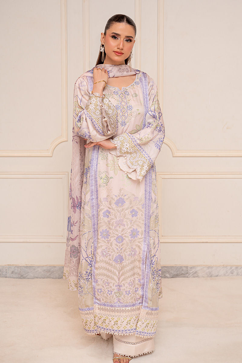 Fatima Khan | Layan Printed Eid Edit | Ivory Meadow - by Libasekhas UK - Registered Vendor of : Fatima Khan - 100% Original Designer Dress