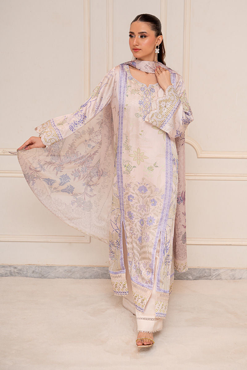 Fatima Khan | Layan Printed Eid Edit | Ivory Meadow - by Libasekhas UK - Registered Vendor of : Fatima Khan - 100% Original Designer Dress