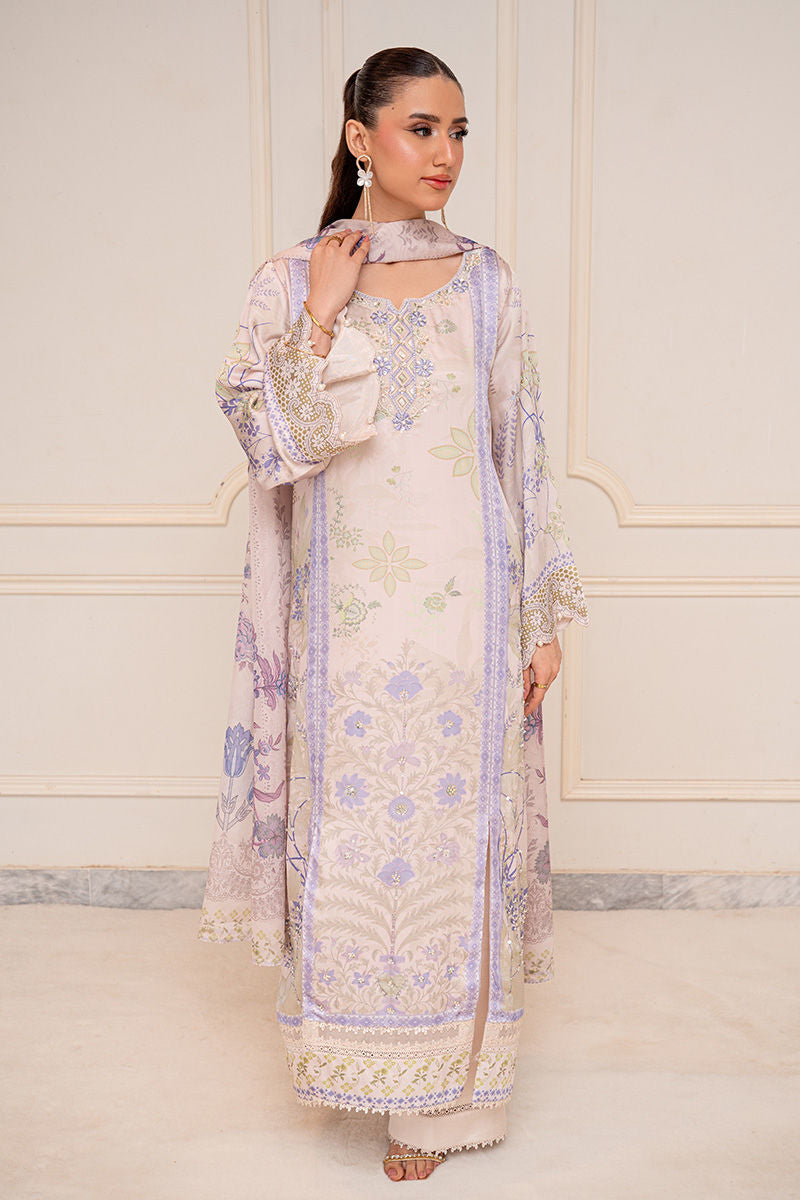 Fatima Khan | Layan Printed Eid Edit | Ivory Meadow - by Libasekhas UK - Registered Vendor of : Fatima Khan - 100% Original Designer Dress