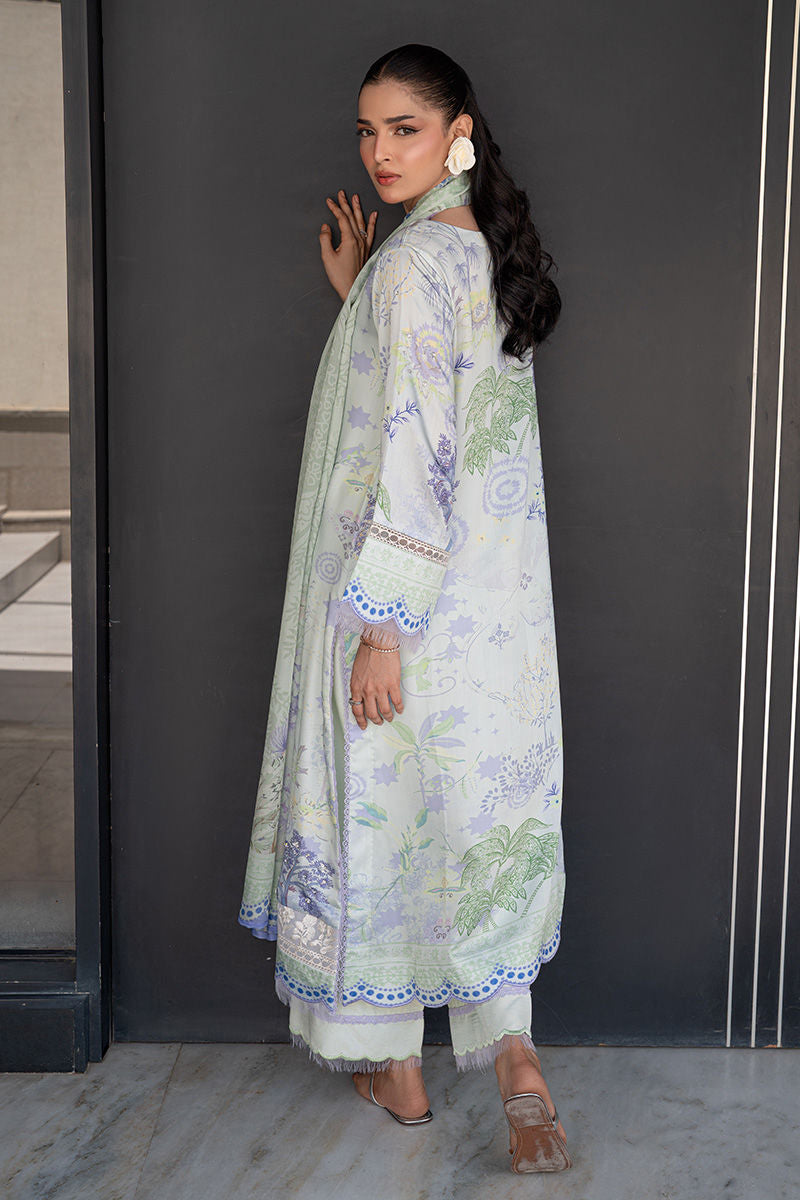 Fatima Khan | Layan Printed Eid Edit | Mint Riverie - by Libasekhas UK - Registered Vendor of : Fatima Khan - 100% Original Designer Dress