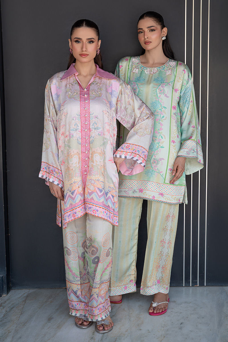 Fatima Khan | Layan Printed Eid Edit | Breezy Mint - Coord Set - by Libasekhas UK - Registered Vendor of : Fatima Khan - 100% Original Designer Dress