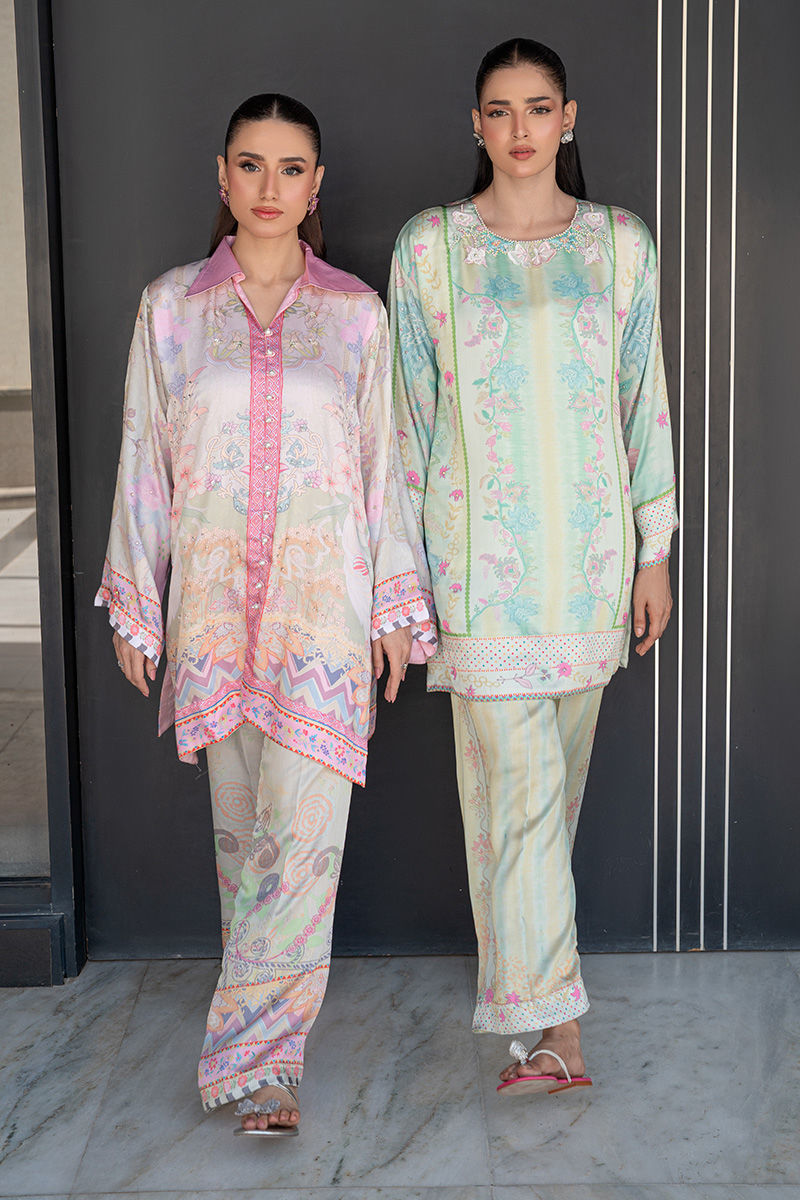 Fatima Khan | Layan Printed Eid Edit | Breezy Mint - Coord Set - by Libasekhas UK - Registered Vendor of : Fatima Khan - 100% Original Designer Dress