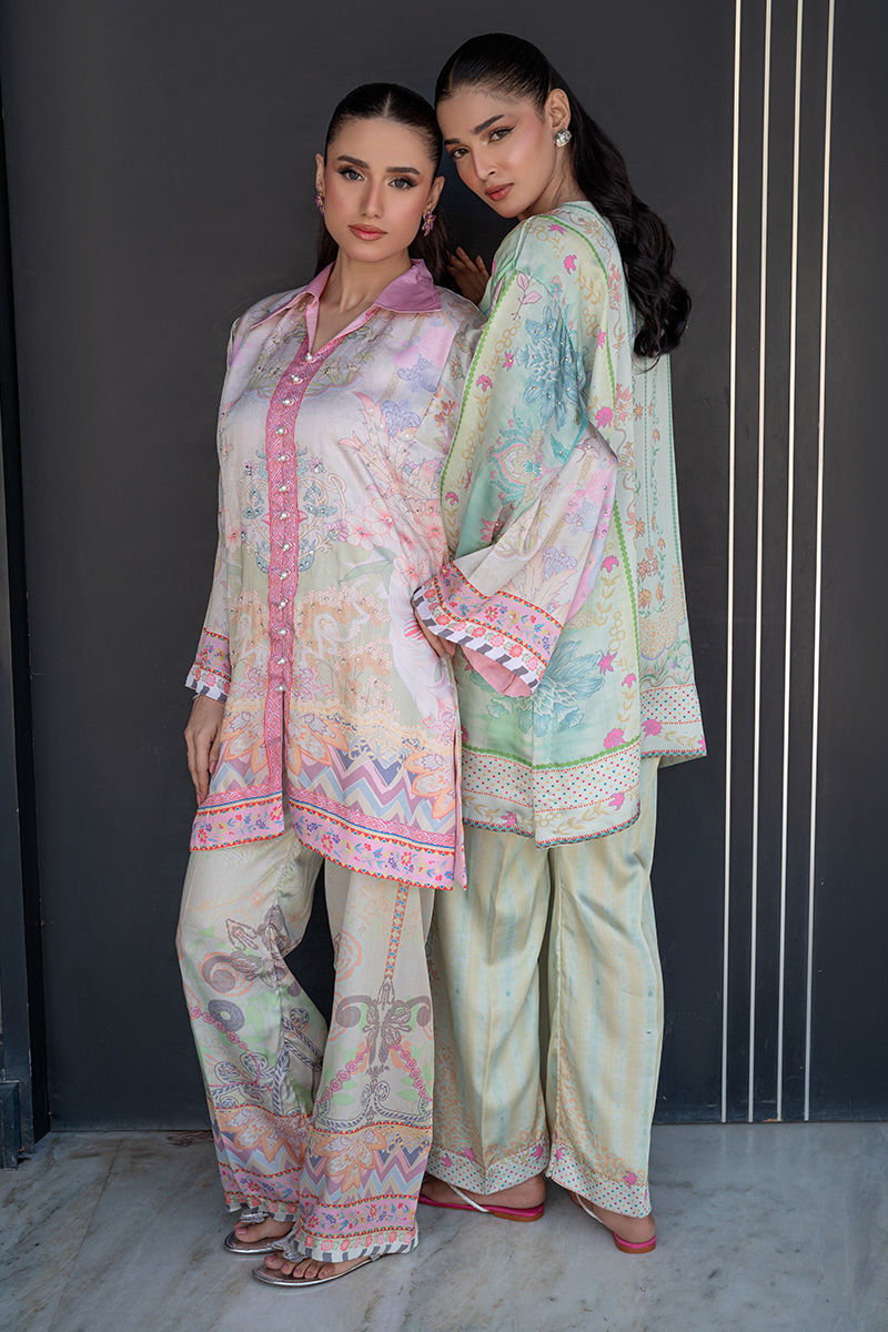 Fatima Khan | Layan Printed Eid Edit | Breezy Mint - Coord Set - by Libasekhas UK - Registered Vendor of : Fatima Khan - 100% Original Designer Dress