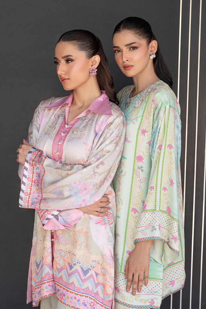 Fatima Khan | Layan Printed Eid Edit | Breezy Mint - Coord Set - by Libasekhas UK - Registered Vendor of : Fatima Khan - 100% Original Designer Dress