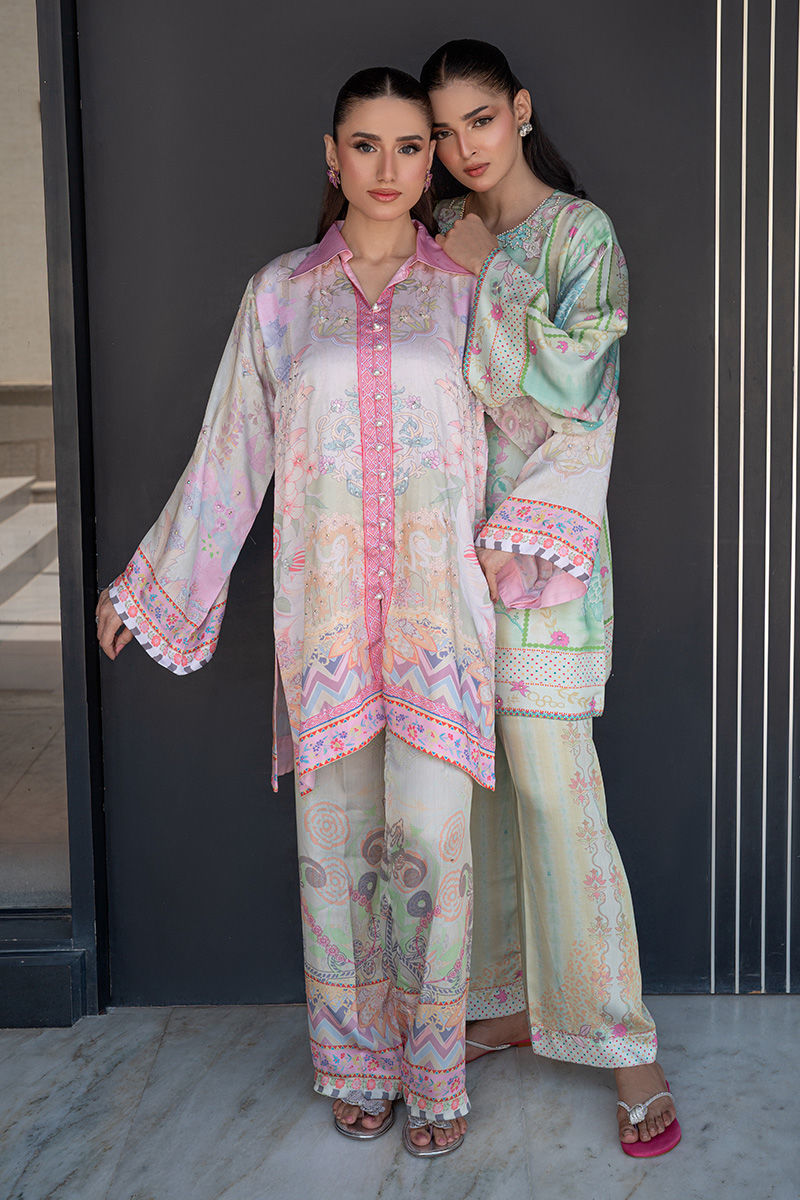 Fatima Khan | Layan Printed Eid Edit | Breezy Mint - Coord Set - by Libasekhas UK - Registered Vendor of : Fatima Khan - 100% Original Designer Dress