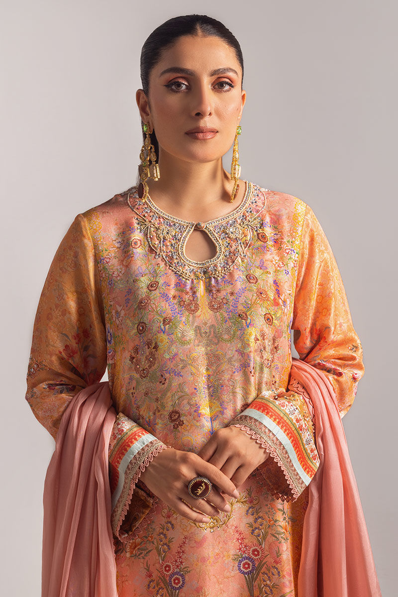 Ansab Jahangir | Digital Silk | Elora Shirt and Dupatta - by Libasekhas UK - Registered Vendor of : Ansab Jahangir - 100% Original Designer Dress