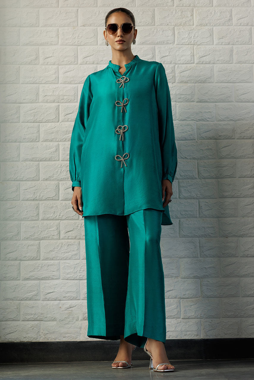 Deepak Perwani | Summer Festive 25 | Emerald - by - Libasekhas UK - Registered Vendor of : Deepak Perwani - 100% Original Designer Dresss