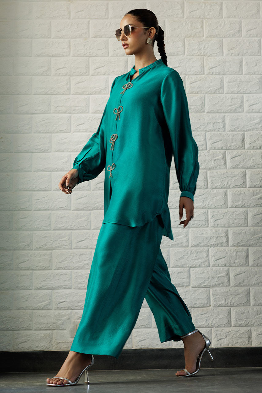 Deepak Perwani | Summer Festive 25 | Emerald - by - Libasekhas UK - Registered Vendor of : Deepak Perwani - 100% Original Designer Dresss