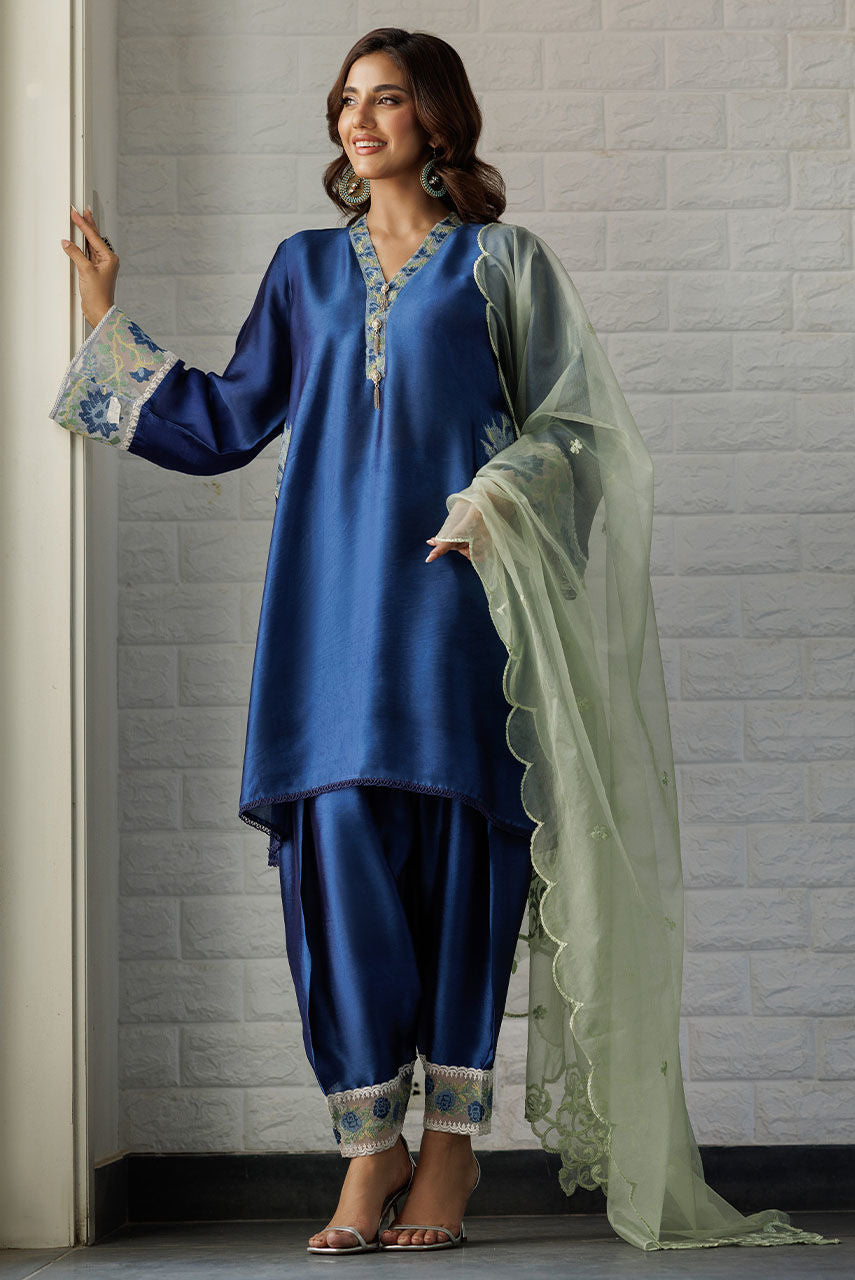 Deepak Perwani | Summer Festive 25 | Blue Waters - by - Libasekhas UK - Registered Vendor of : Deepak Perwani - 100% Original Designer Dresss