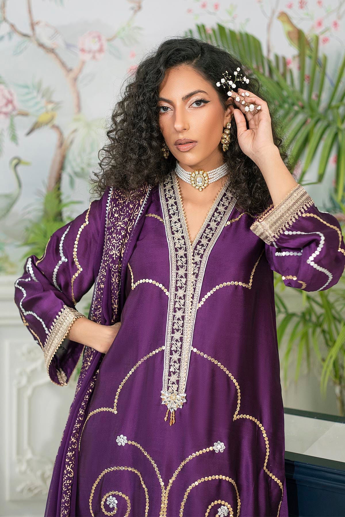 Annus Abrar | Sehr Eid Luxe | Izali Aubergine - by - Libasekhas UK - Registered Vendor of : Annus Abrar - 100% Original Designer Dresss