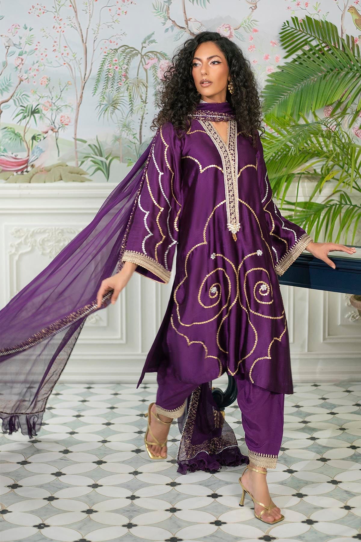Annus Abrar | Sehr Eid Luxe | Izali Aubergine - by - Libasekhas UK - Registered Vendor of : Annus Abrar - 100% Original Designer Dresss