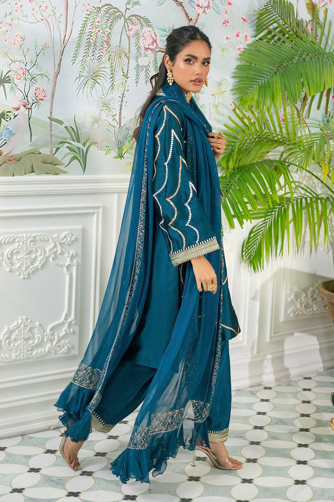 Annus Abrar | Sehr Eid Luxe | Izali Deep Teal - by - Libasekhas UK - Registered Vendor of : Annus Abrar - 100% Original Designer Dresss