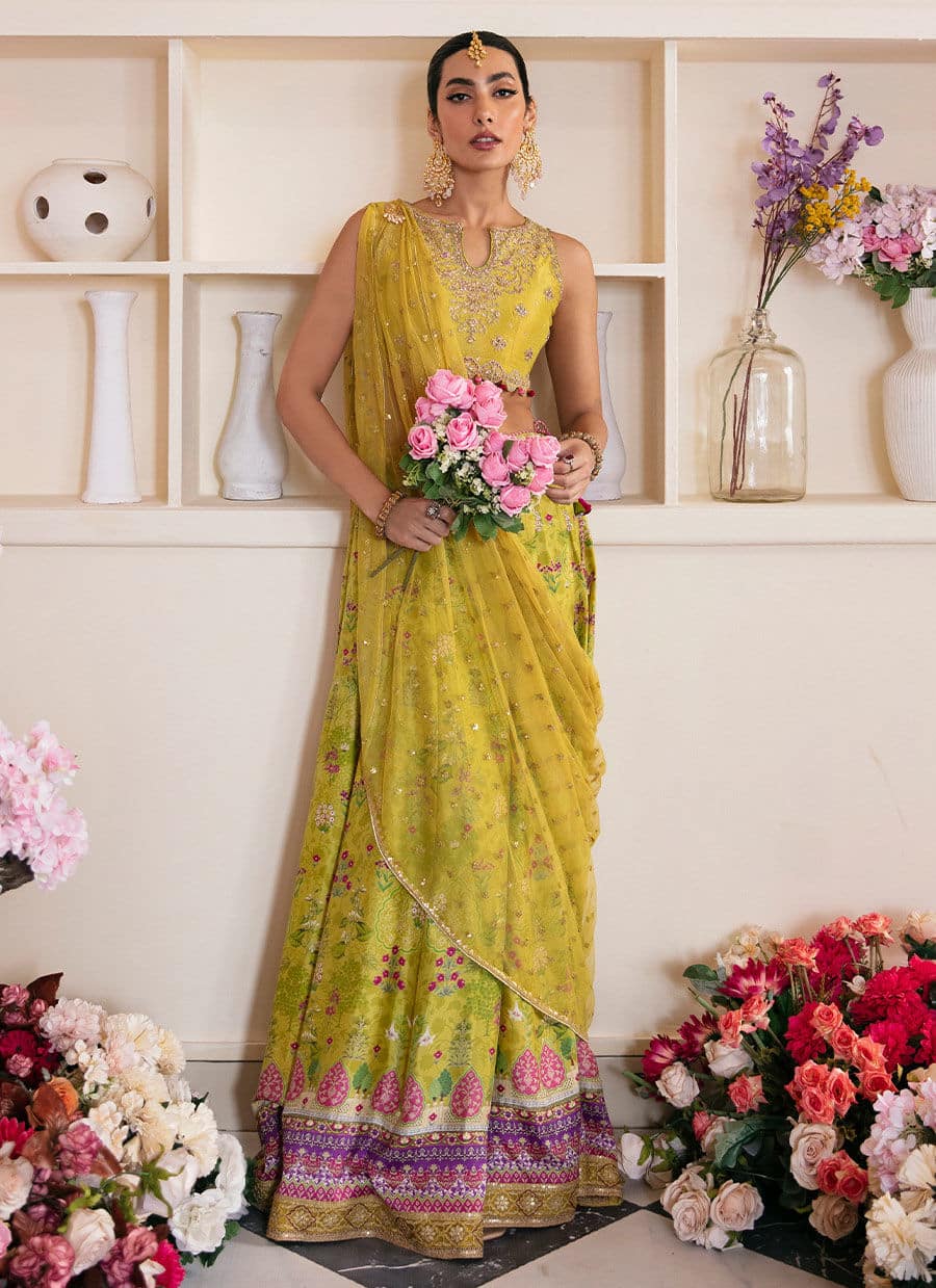 Farah Talib Aziz | Mayna Festive Luxe | ELIKA LIME - by - Libasekhas UK - Registered Vendor of : Farah Talib Aziz - 100% Original Designer Dresss