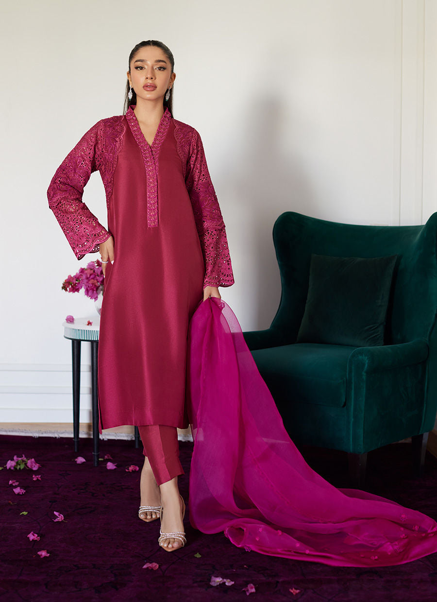 Farah Talib Aziz | Luna Eid Collection 24 | HONORINE MAGENTA - by - Libasekhas UK - Registered Vendor of : Farah Talib Aziz - 100% Original Designer Dresss