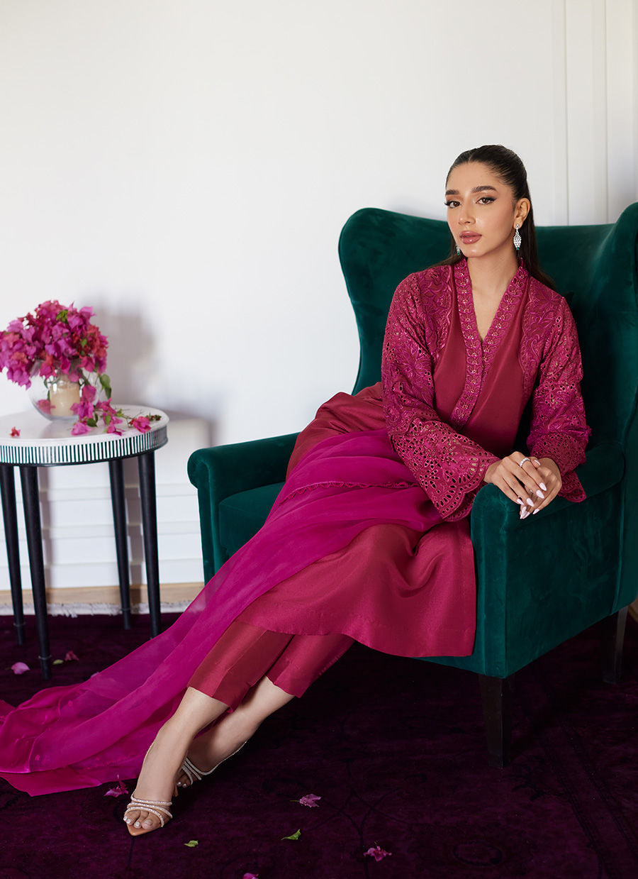 Farah Talib Aziz | Luna Eid Collection 24 | HONORINE MAGENTA - by - Libasekhas UK - Registered Vendor of : Farah Talib Aziz - 100% Original Designer Dresss