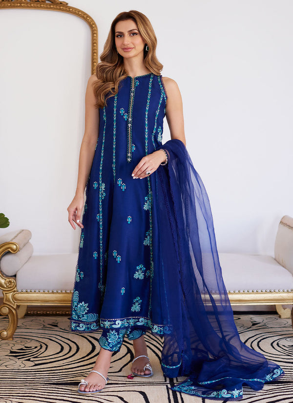 Farah Talib Aziz | Luna Eid Collection 24 | ELSYEE ROYAL BLUE - by - Libasekhas UK - Registered Vendor of : Farah Talib Aziz - 100% Original Designer Dresss
