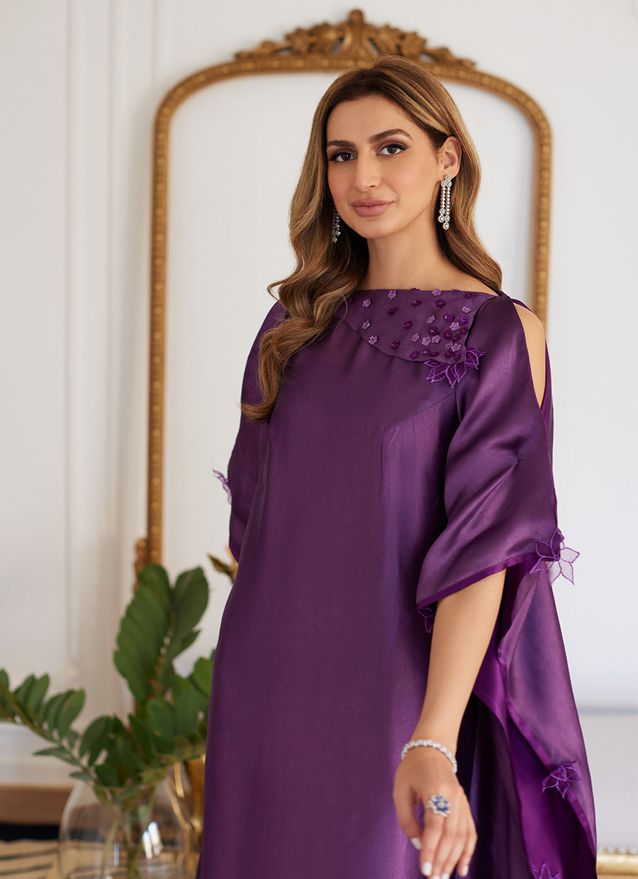 Farah Talib Aziz | Luna Eid Collection 24 | MAYLONE SPARKLING GRAPE - by - Libasekhas UK - Registered Vendor of : Farah Talib Aziz - 100% Original Designer Dresss