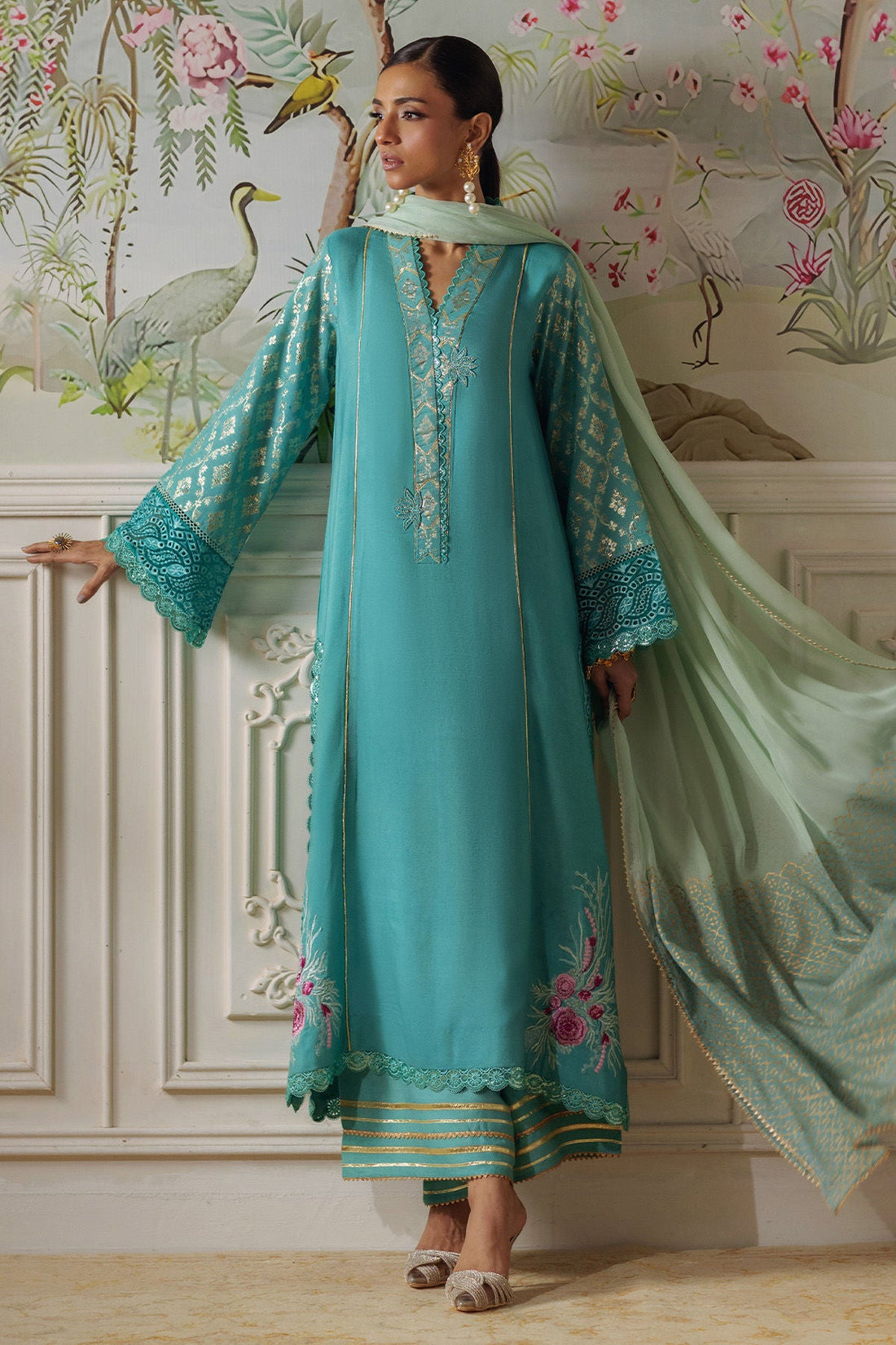 Annus Abrar | Elemental Festive | Reshaal (Shirt, Pants and Dupatta) - by Libasekhas UK - Registered Vendor of : Annus Abrar - 100% Original Designer Dress