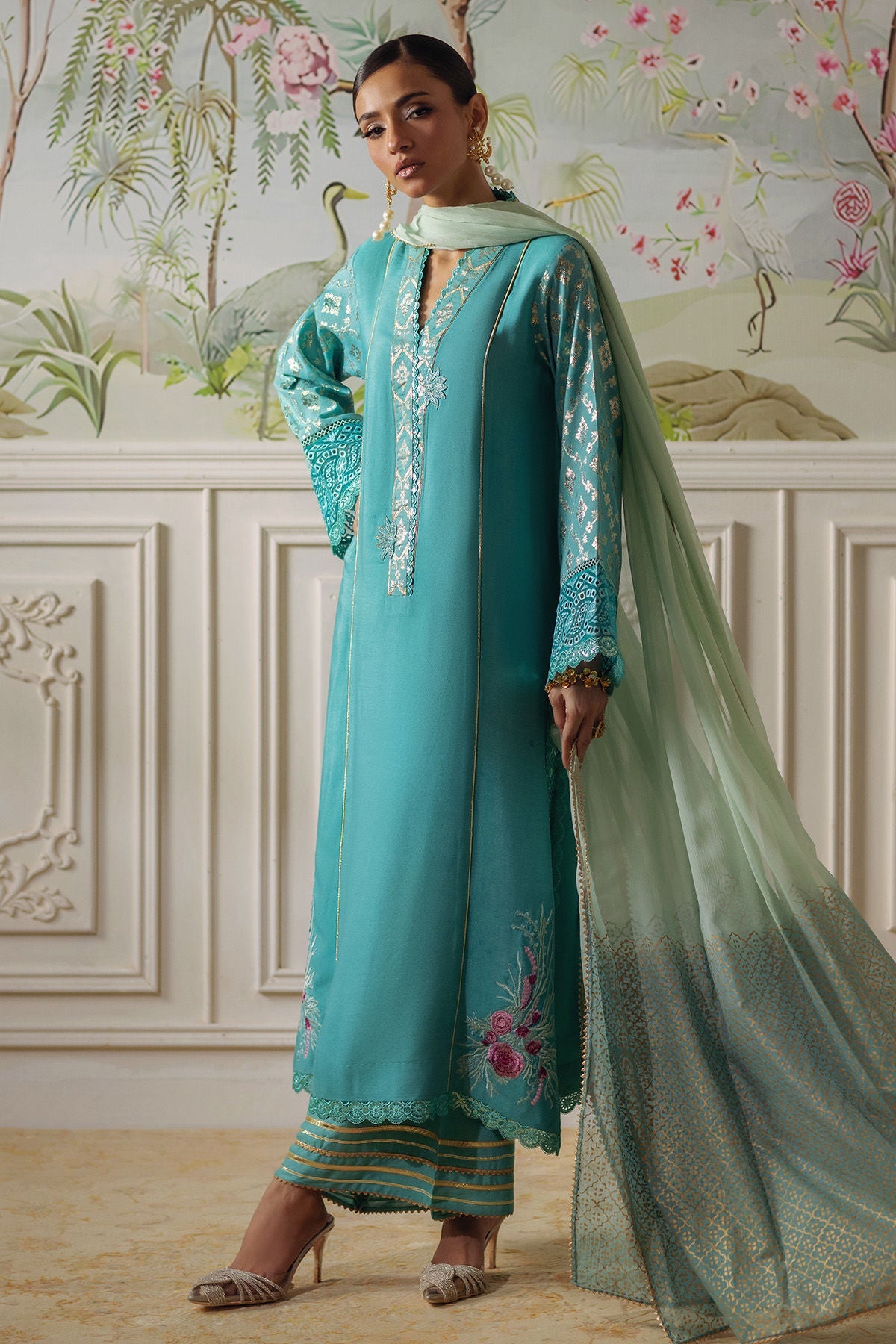 Annus Abrar | Elemental Festive | Reshaal (Shirt, Pants and Dupatta) - by Libasekhas UK - Registered Vendor of : Annus Abrar - 100% Original Designer Dress