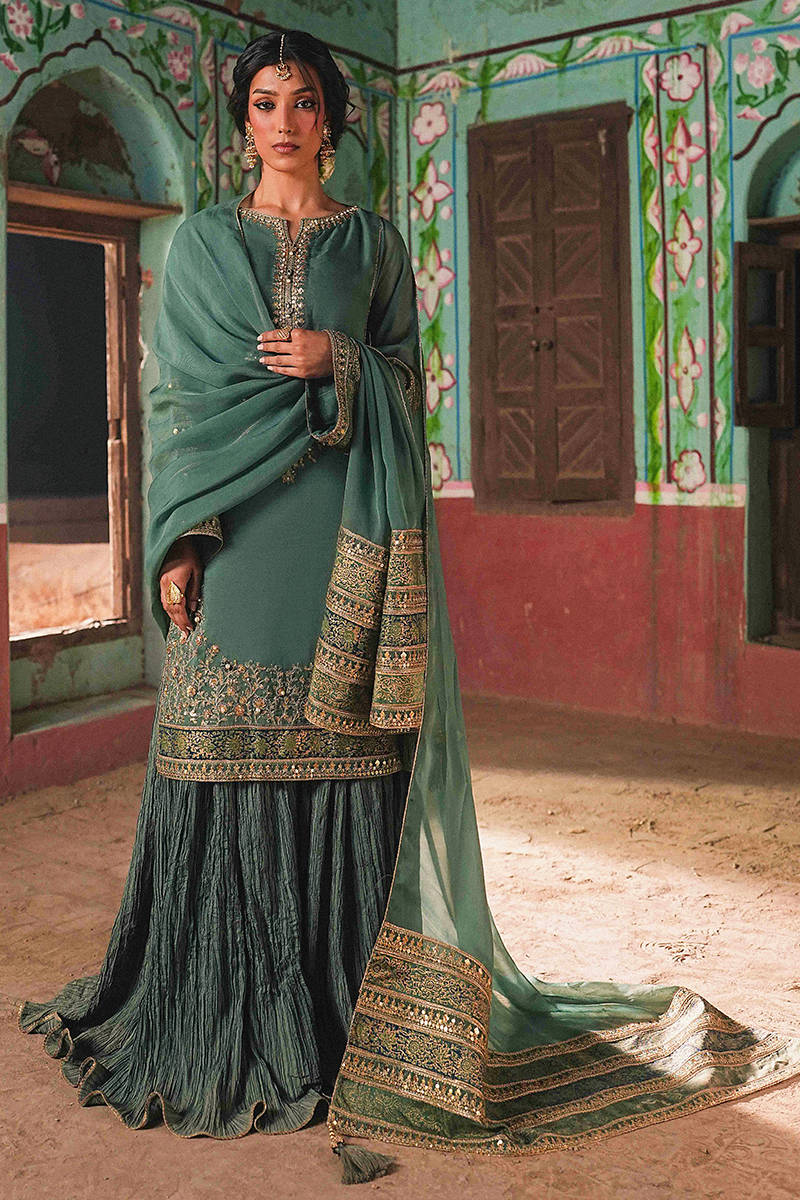 MNR | Farid Manzil Luxury Pret 26 | Gul-e-Sabz - by Libasekhas - Registered Vendor of : MNR - 100% Original Designer Dress