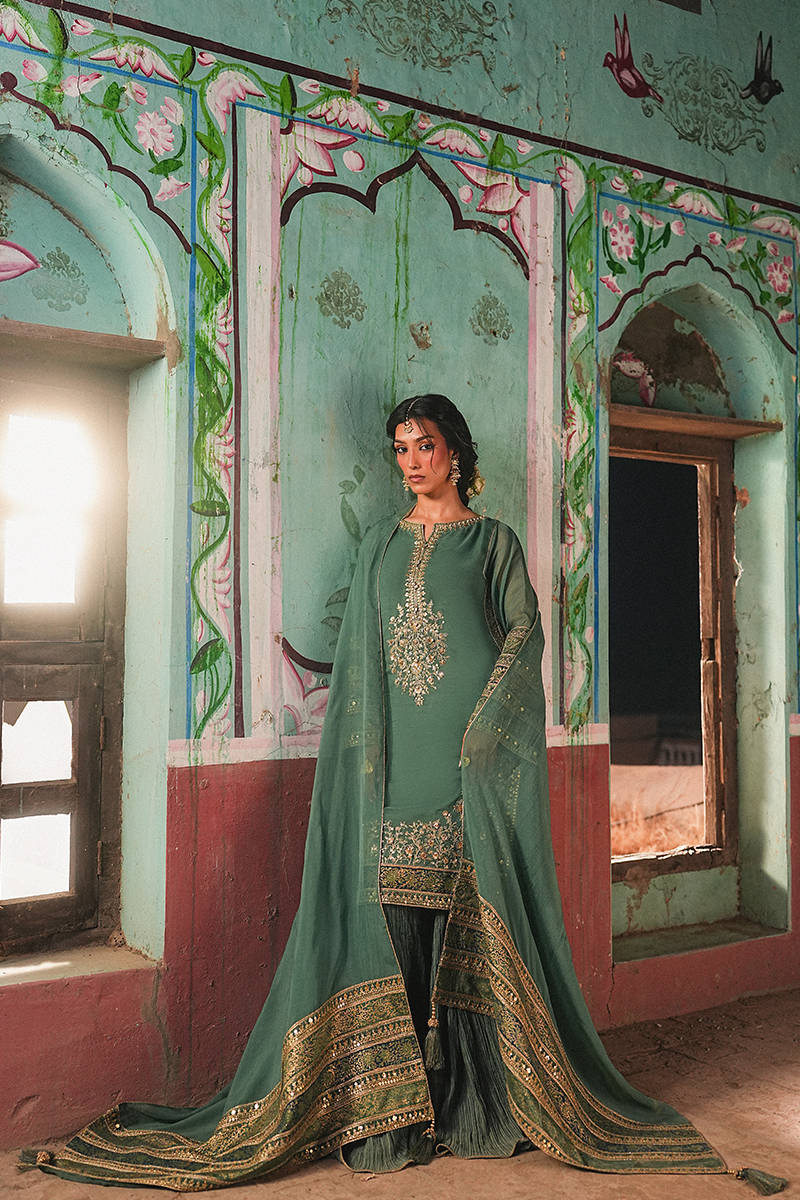MNR | Farid Manzil Luxury Pret 26 | Gul-e-Sabz - by Libasekhas - Registered Vendor of : MNR - 100% Original Designer Dress