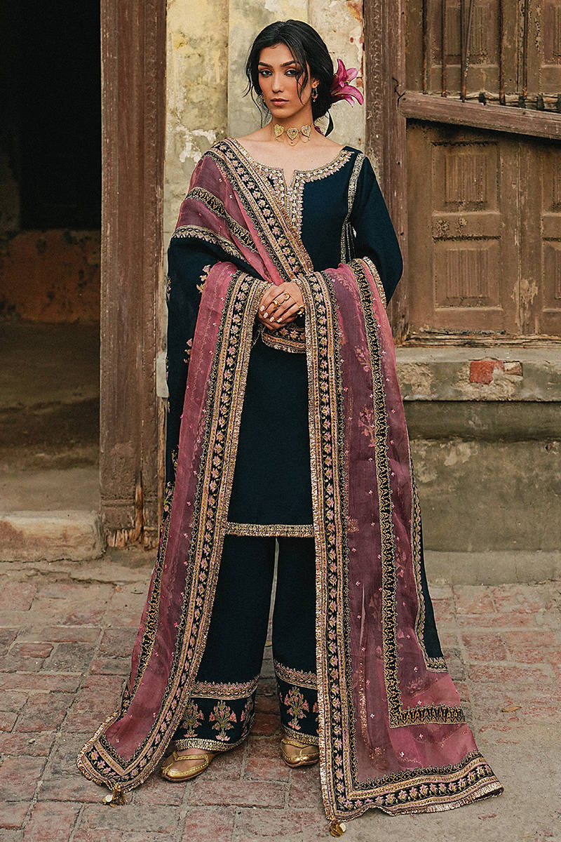 MNR | Farid Manzil Luxury Pret 26 | Neel-e-Ronak - by Libasekhas - Registered Vendor of : MNR - 100% Original Designer Dress