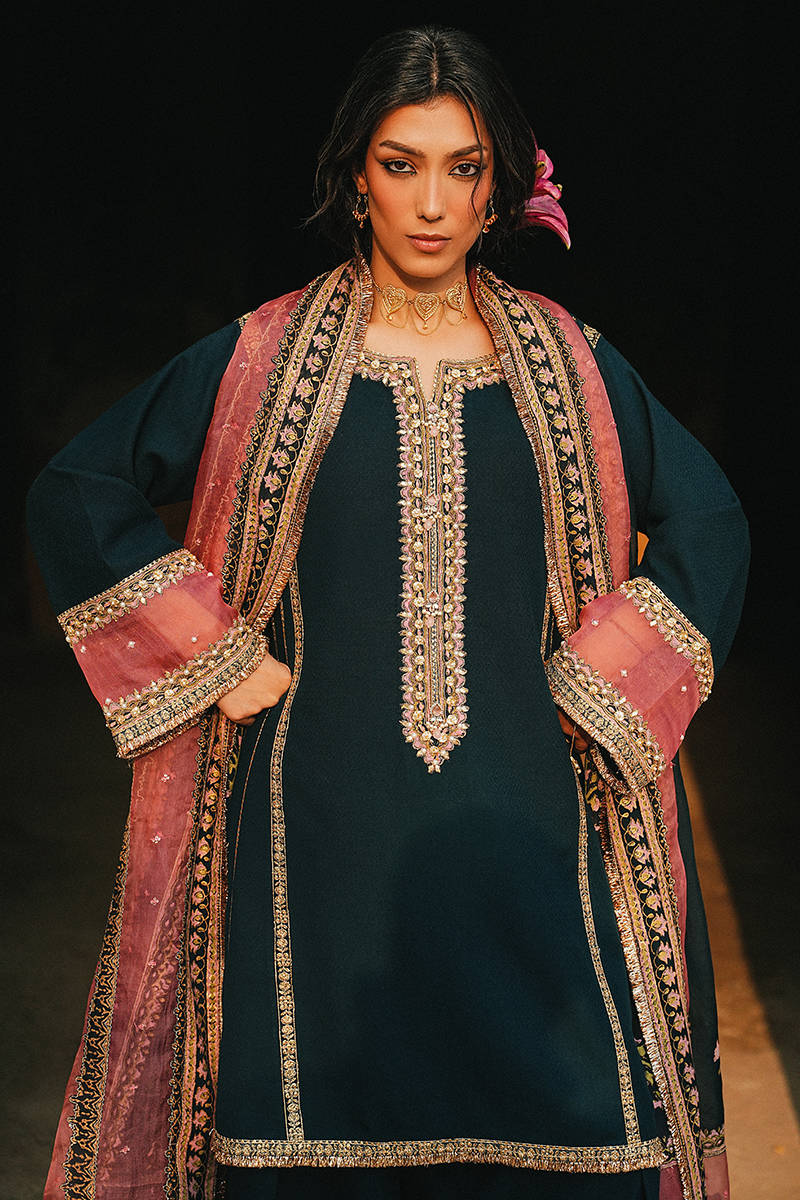 MNR | Farid Manzil Luxury Pret 26 | Neel-e-Ronak - by Libasekhas - Registered Vendor of : MNR - 100% Original Designer Dress