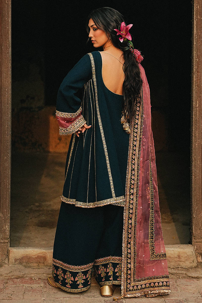 MNR | Farid Manzil Luxury Pret 26 | Neel-e-Ronak - by Libasekhas - Registered Vendor of : MNR - 100% Original Designer Dress