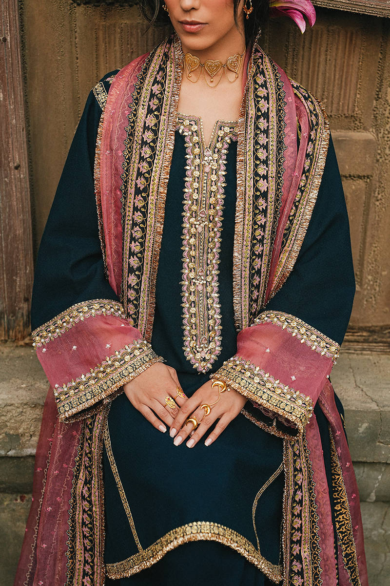 MNR | Farid Manzil Luxury Pret 26 | Neel-e-Ronak - by Libasekhas - Registered Vendor of : MNR - 100% Original Designer Dress