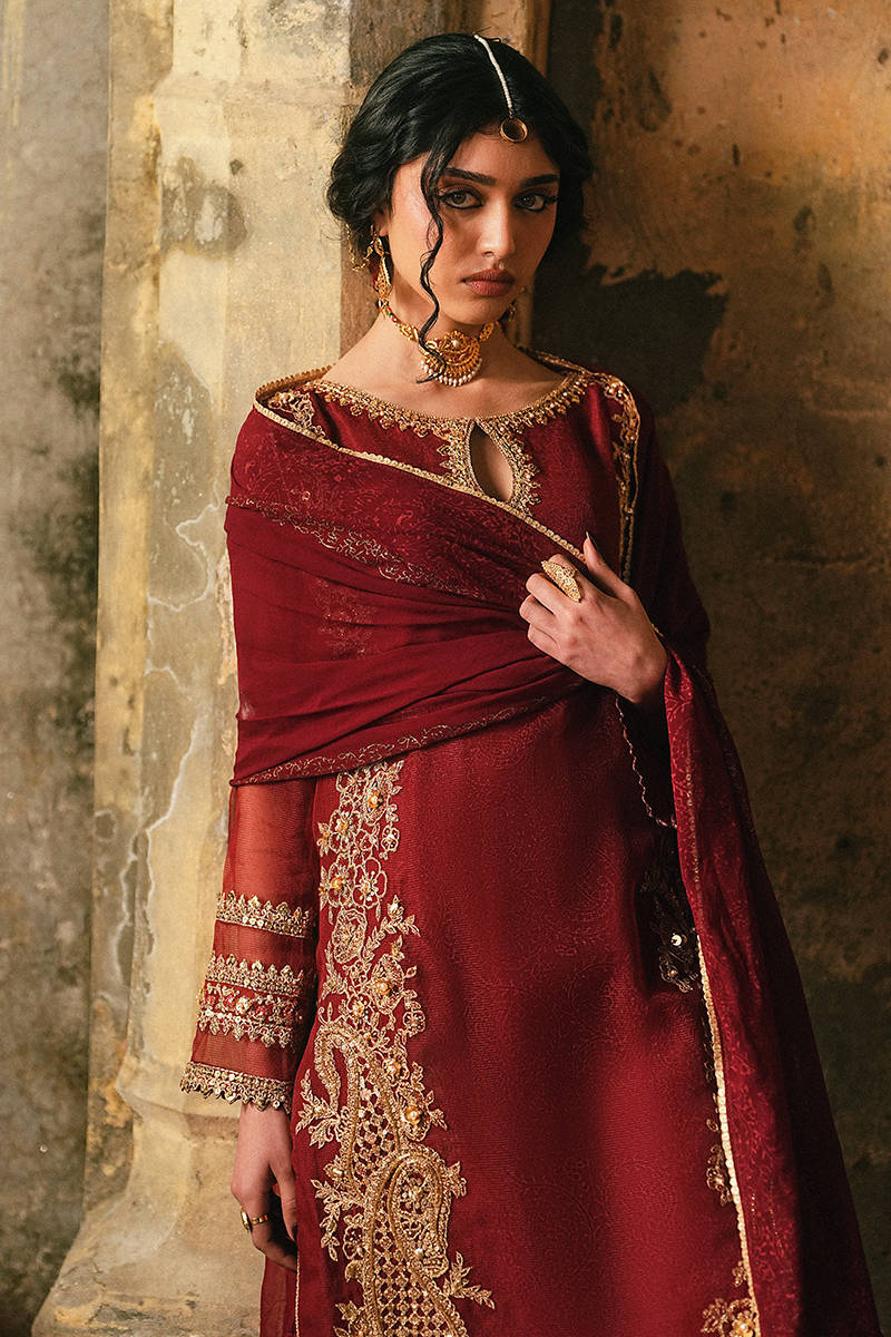 MNR | Farid Manzil Luxury Pret 26 | Surkh-e-Bahar - by Libasekhas - Registered Vendor of : MNR - 100% Original Designer Dress